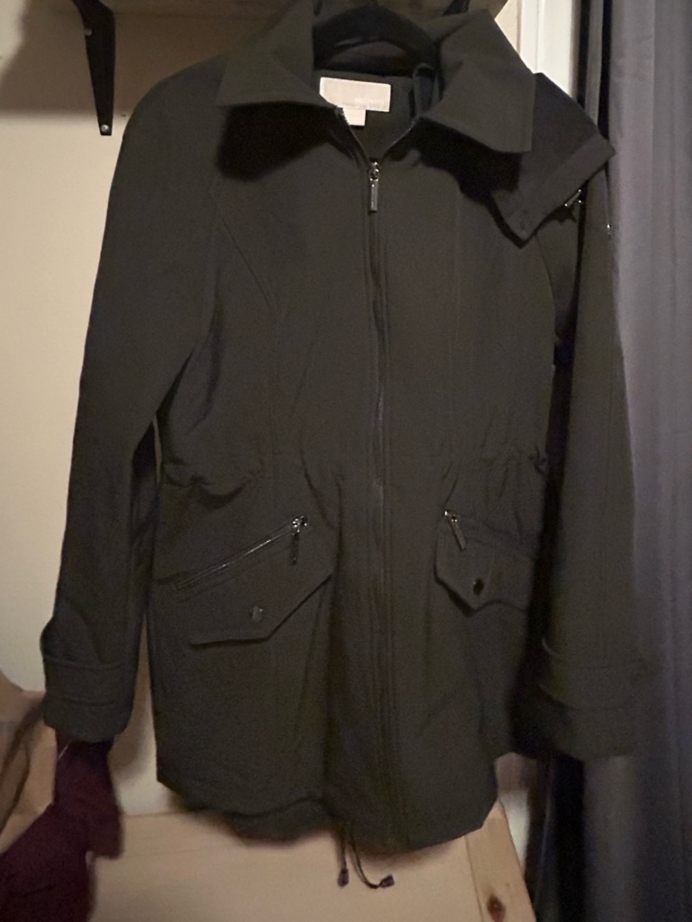 Michael Kors Olive Green Zip Front Utility Jacket